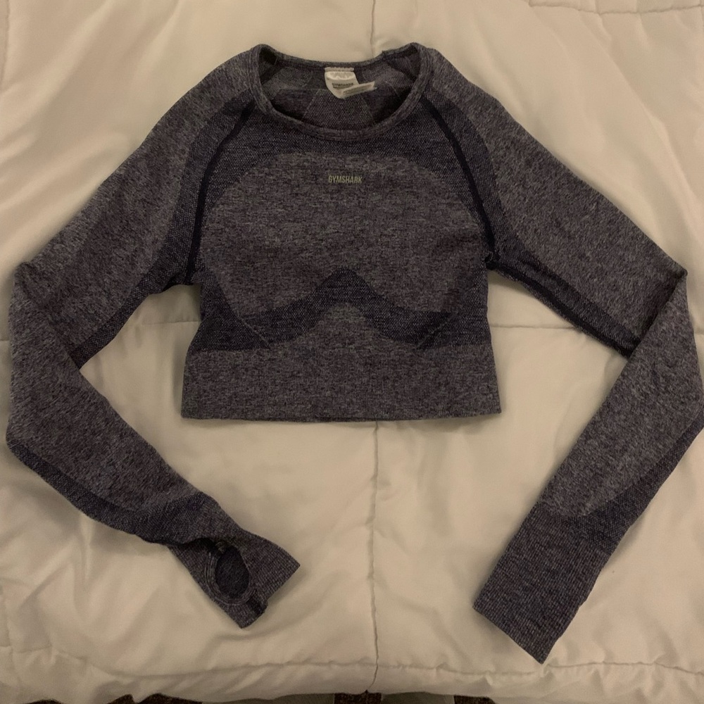 Gymshark Flex Long Sleeve Crop Top - Navy Marl